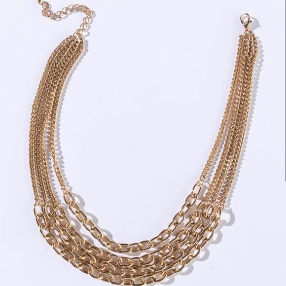 🔥HP🔥 Gold Quad Layered Chain Necklace - Picture 3 of 3